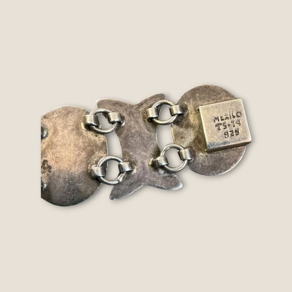 Mexico Sterling Silver Multi-Stone Cabochon Bracelet 7" - Picture 8 of 9